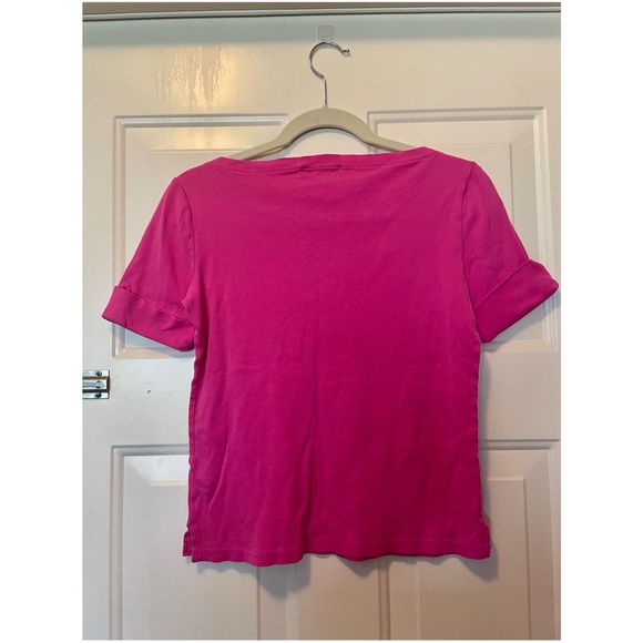 Ralph Lauren Pink Boatneck Cuffed Short Sleeve Shirt Size PM - Picture 2 of 3